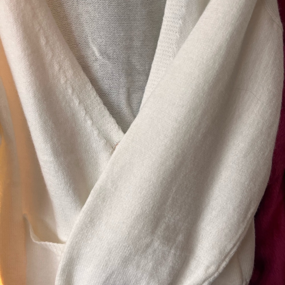Elegant White Women's Cardigan Sweater - Picture 2 of 3